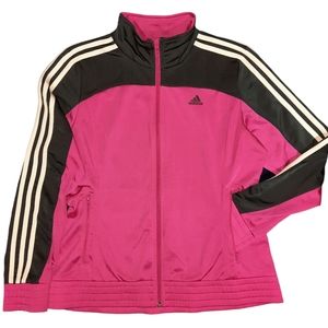 Adidas Pink Black 3-Stripe Track Jacket SZ M
